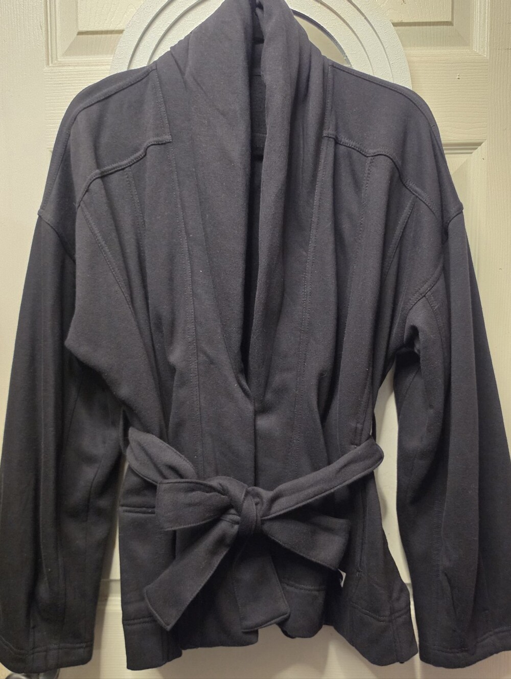 Daily Practice By Anthropologie Cozy Shawl Collar Belted Sweater- Black